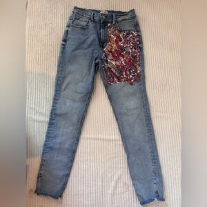 Vintage Kensie Womens Blue Skinny Jeans by Christine Multicolor acrylic artwork